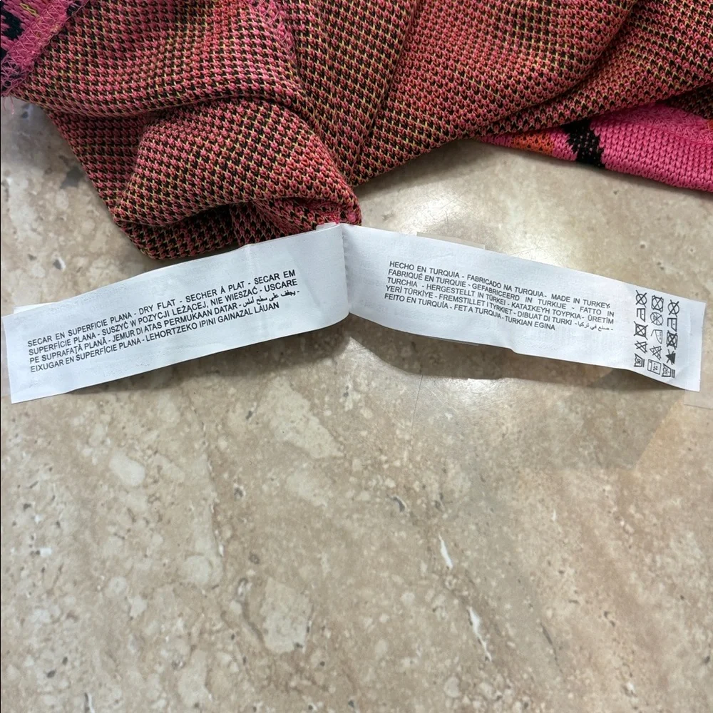 NWT Beautiful Zara Turtleneck pink, orange, black & lime green sweater dress. - Picture 10 of 11